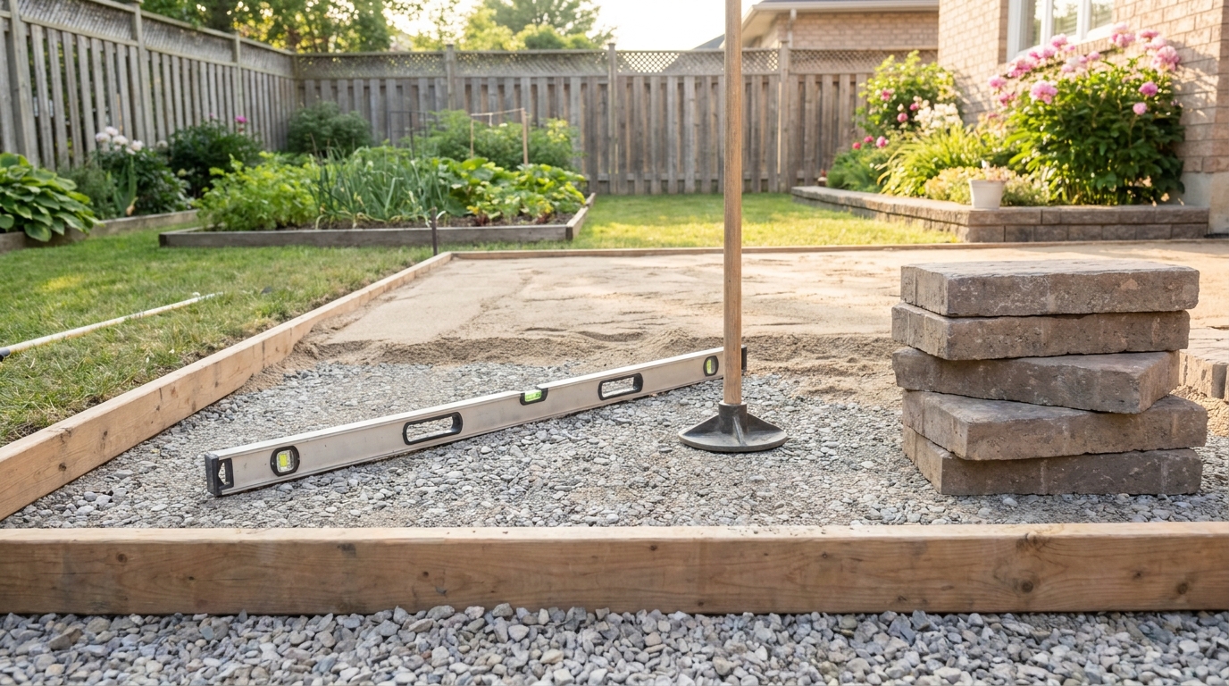 Editorial photograph illustrating How Do You Build a Paver Patio Base That Won't Sink